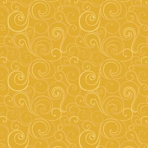 印花布-漩渦-芥末黃