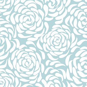 印花布-"漂亮玫瑰"-柔美玫瑰-粉藍