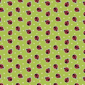 印花布-"新鮮草莓"瓢蟲-嫩芽綠
