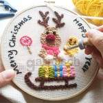 毛線刺繡材料包-聖誕麋鹿+毛襪(7