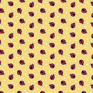 印花布-"新鮮草莓"瓢蟲-黃色