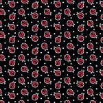 印花布-"新鮮草莓"瓢蟲-黑色
